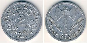 2 Franc Vichy France (1940-1944) Aluminio 