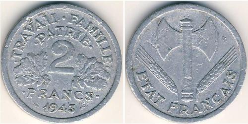 2 Franc Vichy France (1940-1944) Aluminio 