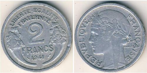 2 Franc Vichy France (1940-1944) Aluminio 