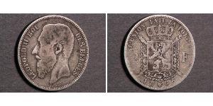 2 Franc Belgique Argent Leopold II (1835 - 1909)