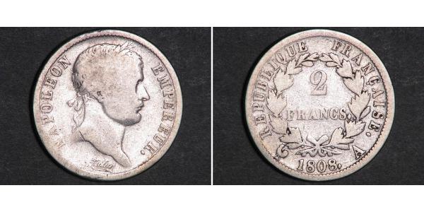 2 Franc Premier Empire (1804-1814) Argent Napoléon Ier(1769 - 1821)