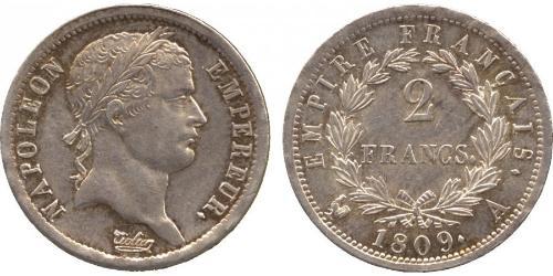 2 Franc Primo Impero francese (1804-1814) Argento Napoleone Bonaparte(1769 - 1821)