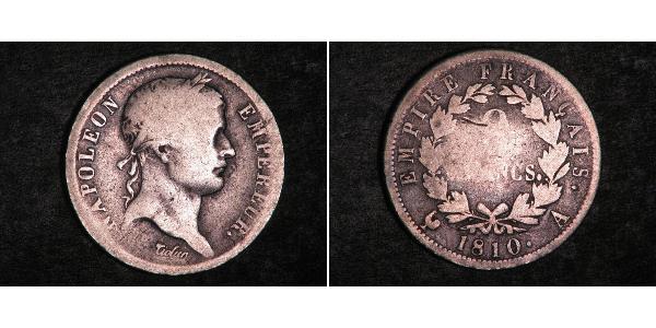 2 Franc Primo Impero francese (1804-1814) Argento Napoleone Bonaparte(1769 - 1821)