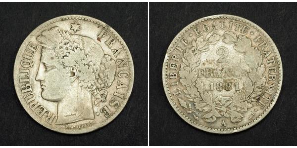 2 Franc Seconda Repubblica francese (1848-1852) Argento 