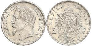 2 Franc Secondo Impero francese (1852-1870) Argento Napoleone III (1808-1873)