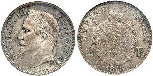 2 Franc Secondo Impero francese (1852-1870) Argento Napoleone III (1808-1873)