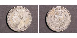 2 Franc Stato Libero del Congo (1885 - 1908) Argento Leopold II (1835 - 1909)