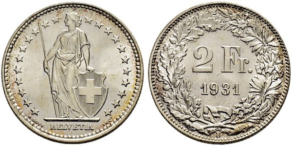 2 Franc Svizzera Argento 