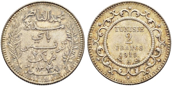 2 Franc Tunisia Argento 