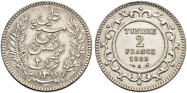 2 Franc Tunisia Argento 