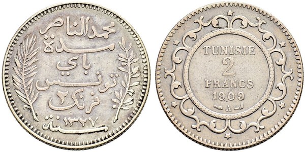 2 Franc Tunisia Argento 