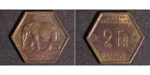 2 Franc Belgian Congo (1908 - 1960) Brass 