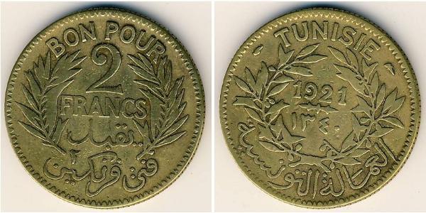 2 Franc Tunisia Bronze/Aluminium 