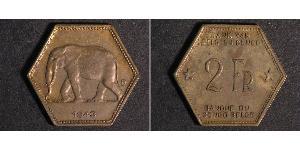 2 Franc Congo belge (1908 - 1960) Laiton 