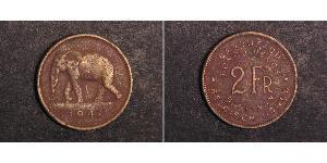 2 Franc Congo Belga (1908 - 1960) Latón 