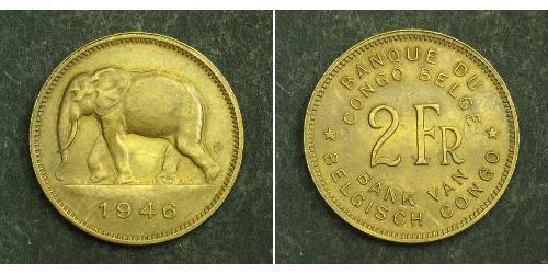 2 Franc Congo Belga (1908 - 1960) Latón 