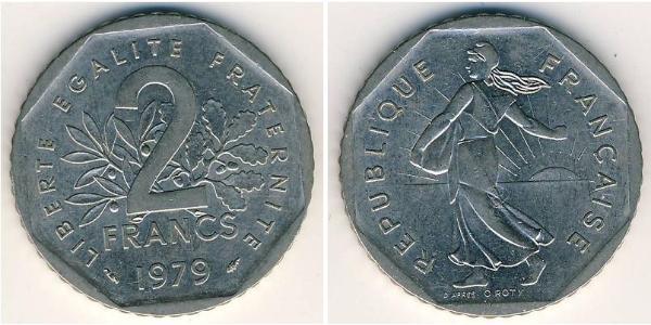 2 Franc Quinta República Francesa (1958 - ) Níquel 