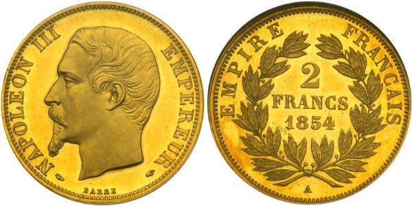 2 Franc Segundo Imperio francés (1852-1870) Oro Napoleon III (1808-1873)