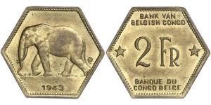 2 Franc Congo Belga (1908 - 1960) Ottone 