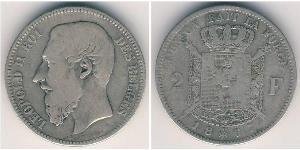 2 Franc Bélgica Plata Leopold II (1835 - 1909)