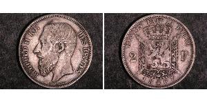 2 Franc Bélgica Plata Leopold II (1835 - 1909)