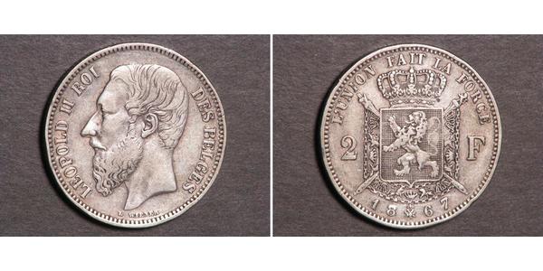 2 Franc Bélgica Plata Leopold II (1835 - 1909)