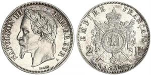 2 Franc Segundo Imperio francés (1852-1870) Plata Napoleon III (1808-1873)