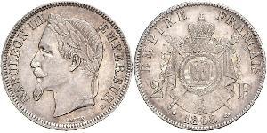 2 Franc Segundo Imperio francés (1852-1870) Plata Napoleon III (1808-1873)