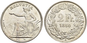 2 Franc Suiza Plata 