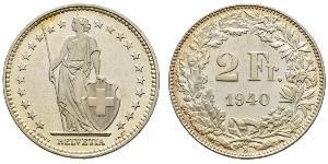 2 Franc Suiza Plata 