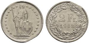 2 Franc Suiza Plata 