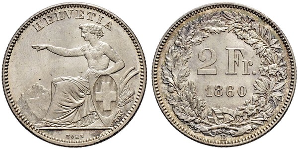 2 Franc Suiza Plata 