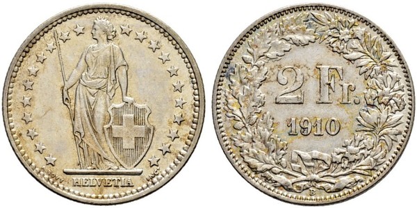 2 Franc Suiza Plata 