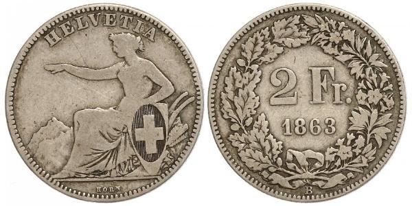 2 Franc Suiza Plata 