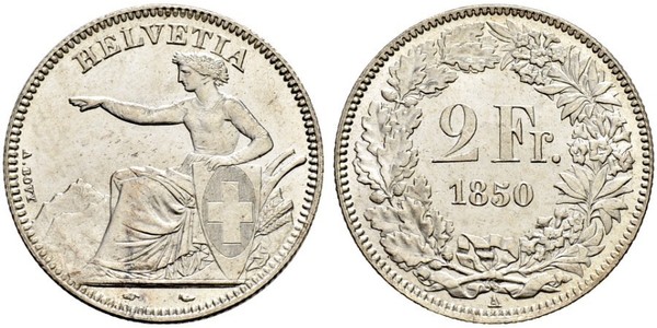 2 Franc Suiza Plata 