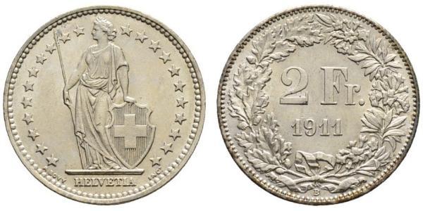2 Franc Suiza Plata 