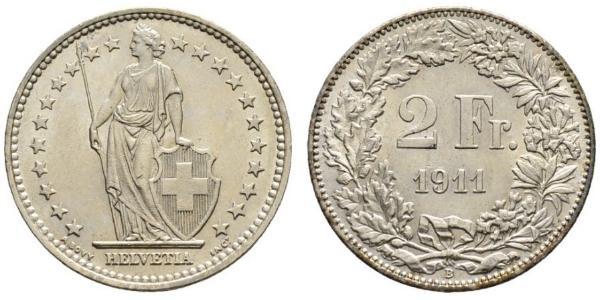 2 Franc Suiza Plata 