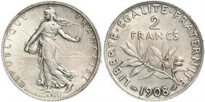 2 Franc Tercera República Francesa (1870-1940)  Plata 