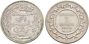 2 Franc Túnez Plata 