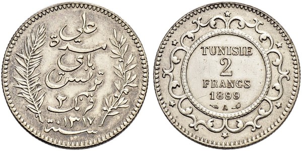 2 Franc Túnez Plata 