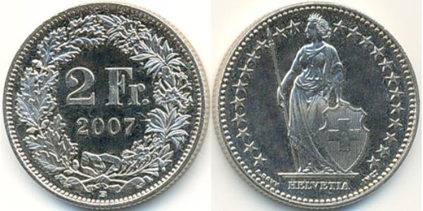 2 Franc Svizzera Rame/Nichel 