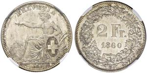 2 Franc Schweiz Silber 