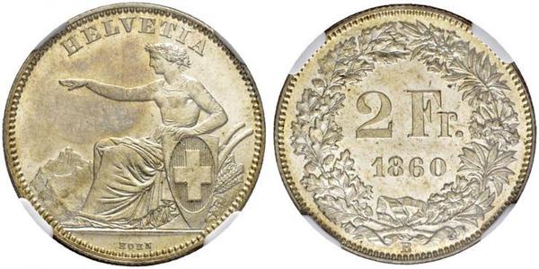 2 Franc Schweiz Silber 