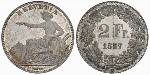 2 Franc Schweiz Silber 