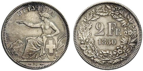 2 Franc Schweiz Silber 