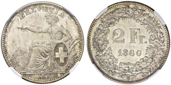 2 Franc Schweiz Silber 