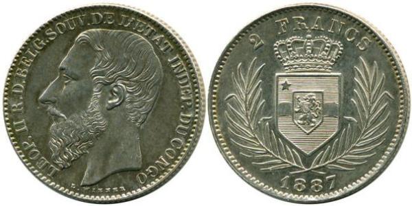 2 Franc null Silber Leopold II (1835 - 1909)