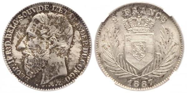 2 Franc null Silber Leopold II (1835 - 1909)