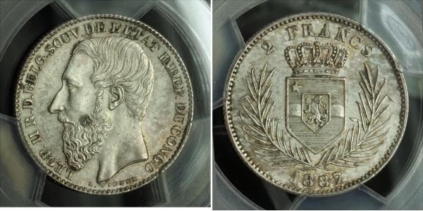 2 Franc null Silber Leopold II (1835 - 1909)