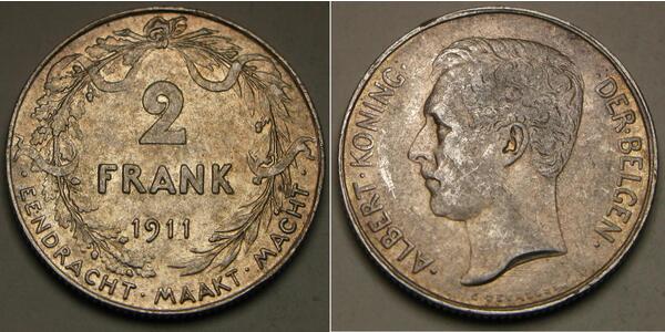 2 Franc Belgium Silver 